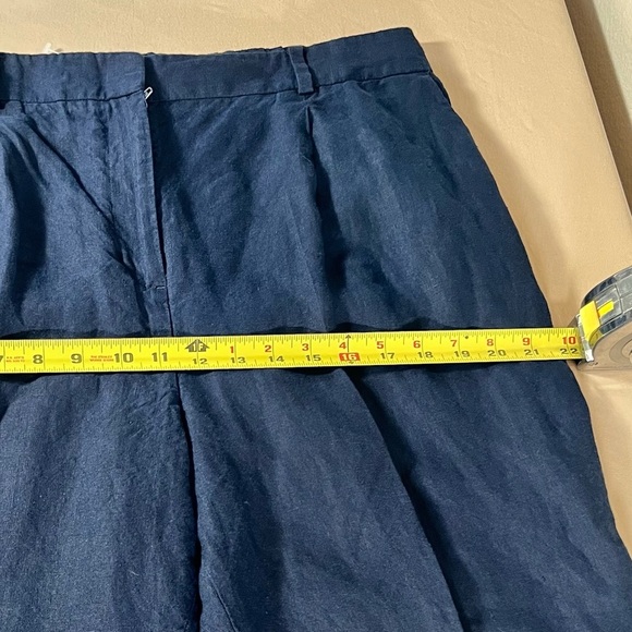 Talbots Bristol Linen Crop Pants Navy Blue Size 16 Petite Summer Classic NWOT - Picture 4 of 12